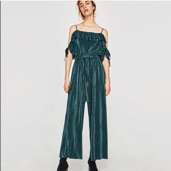 zara green jumpsuit dress Zara Cross Waist Jersey Dress-Hunter Green, Ikat main image 1